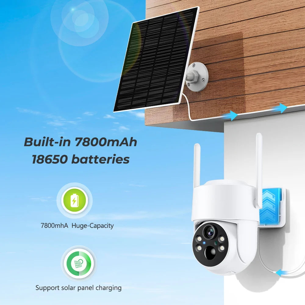 Wifi PTZ Camera Outdoor Wireless Solar Ipcamera 4MP HD Built-In Battery Video Surveillance Camera Long Time Standby Icsee